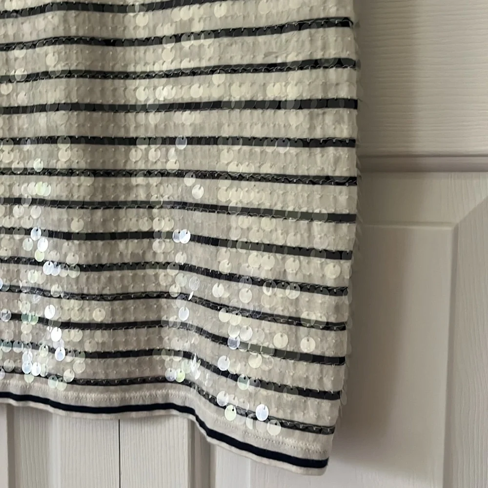 NWT J. Crew Sequin Stripe Tee Navy Blue & White XS - Picture 7 of 9